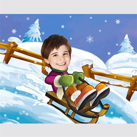 Go Sledding Caricature from Photo - myDaVinci